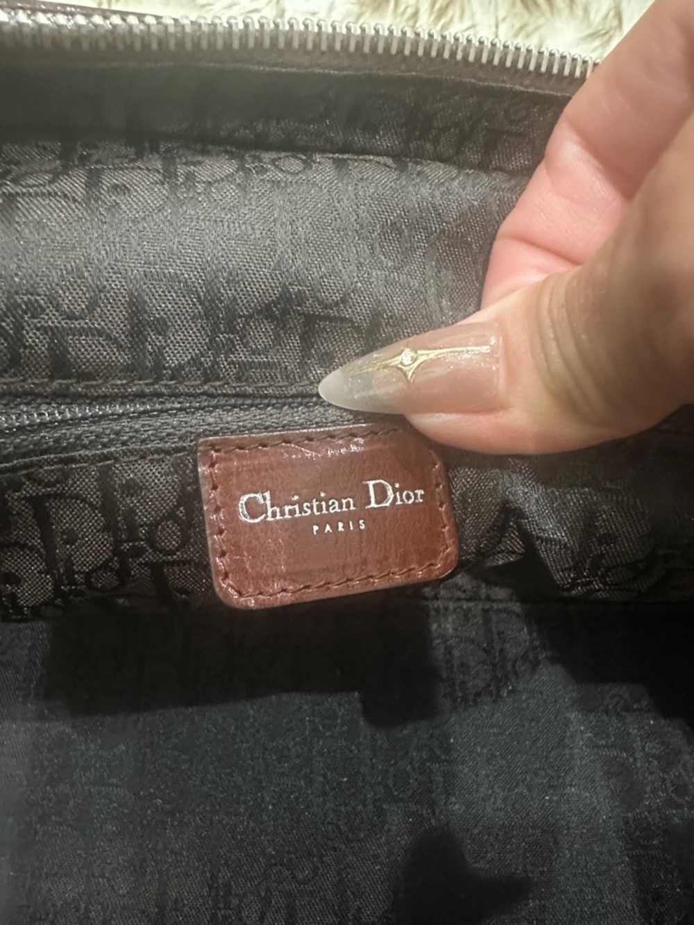 DIOR Burgundy -Dark Brown leather CD Bag with Pink & Green Floral Embroidery - Picture 7 of 14
